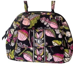 Vera BradleyTurn Lock Tote‎ Purse Moon Blooms Zippered Retired READ